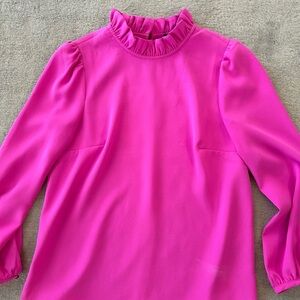 JCREW Vibrant Pink Ruffle Neck Blouse